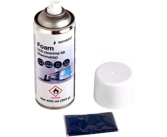 Спрей для очищення Gembird Foam, LCD cleaning kit, 400ml, steel (CK-LCD-08)