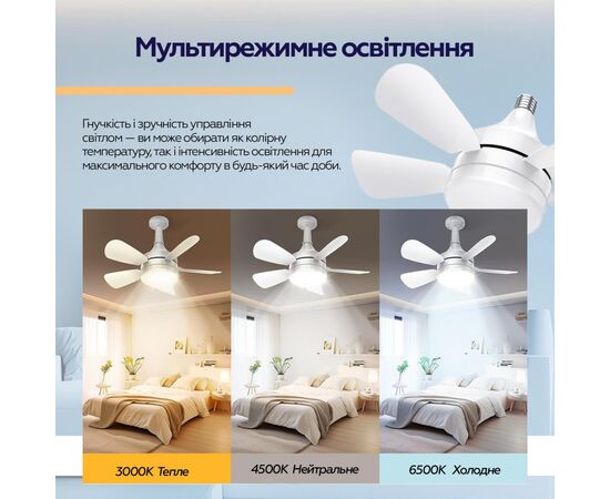 Вентилятор XoKo LED Socket Fanlight 2000 (XK-SFL-2000), изображение 8 Вентилятор XoKo LED Socket Fanlight 2000 (XK-SFL-2000), изображение 8