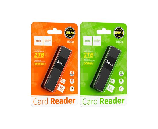 Считыватель флеш-карт HOCO USB3.0 to microSD, microSDHC, microSDXC, SD, SDHC, SDXC, HB20 Black (6931474735218), изображение 10 Считыватель флеш-карт HOCO USB3.0 to microSD, microSDHC, microSDXC, SD, SDHC, SDXC, HB20 Black (6931474735218), изображение 10