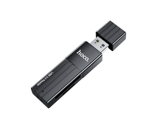 Считыватель флеш-карт HOCO USB3.0 to microSD, microSDHC, microSDXC, SD, SDHC, SDXC, HB20 Black (6931474735218), изображение 2 Считыватель флеш-карт HOCO USB3.0 to microSD, microSDHC, microSDXC, SD, SDHC, SDXC, HB20 Black (6931474735218), изображение 2