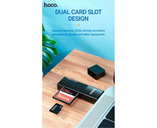 Считыватель флеш-карт HOCO USB3.0 to microSD, microSDHC, microSDXC, SD, SDHC, SDXC, HB20 Black (6931474735218), изображение 6 Считыватель флеш-карт HOCO USB3.0 to microSD, microSDHC, microSDXC, SD, SDHC, SDXC, HB20 Black (6931474735218), изображение 6
