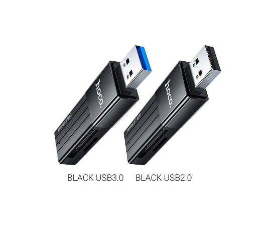 Считыватель флеш-карт HOCO USB3.0 to microSD, microSDHC, microSDXC, SD, SDHC, SDXC, HB20 Black (6931474735218), изображение 9 Считыватель флеш-карт HOCO USB3.0 to microSD, microSDHC, microSDXC, SD, SDHC, SDXC, HB20 Black (6931474735218), изображение 9