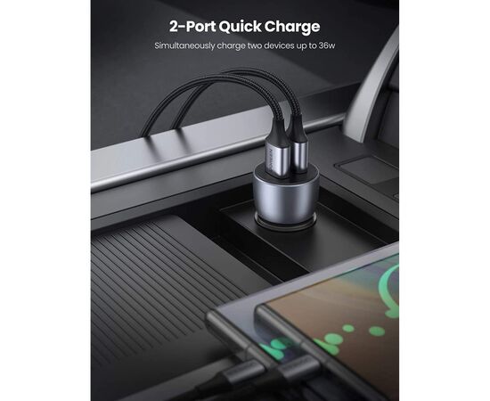 Зарядное устройство Ugreen CD213 2xUSB Fast Car Charger (Dark Blue) (UGR-10144), изображение 3 Зарядное устройство Ugreen CD213 2xUSB Fast Car Charger (Dark Blue) (UGR-10144), изображение 3