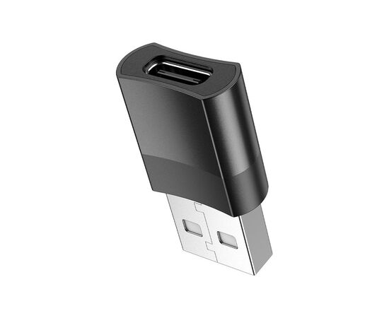 Переходник UA17 USB M to USB-C F USB2.0 Black HOCO (6931474762009), изображение 3 Переходник UA17 USB M to USB-C F USB2.0 Black HOCO (6931474762009), изображение 3