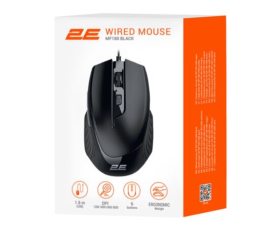Мышка 2E MF180 USB Black (2E-MF180UB), изображение 3 Мышка 2E MF180 USB Black (2E-MF180UB), изображение 3