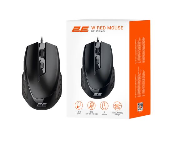 Мышка 2E MF180 USB Black (2E-MF180UB), изображение 4 Мышка 2E MF180 USB Black (2E-MF180UB), изображение 4
