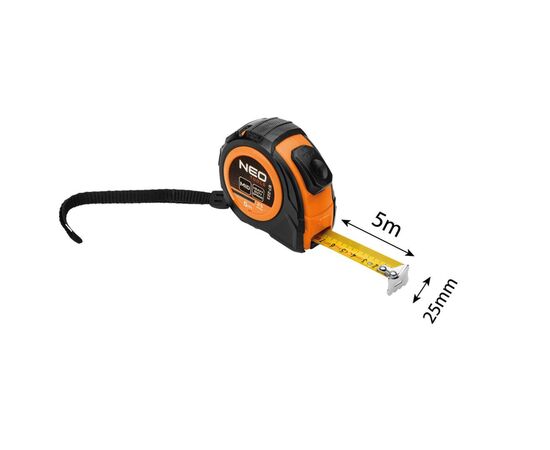 Рулетка Neo Tools 5мx25мм, с фиксатором сматывания (67-223), изображение 6 Рулетка Neo Tools 5мx25мм, с фиксатором сматывания (67-223), изображение 6