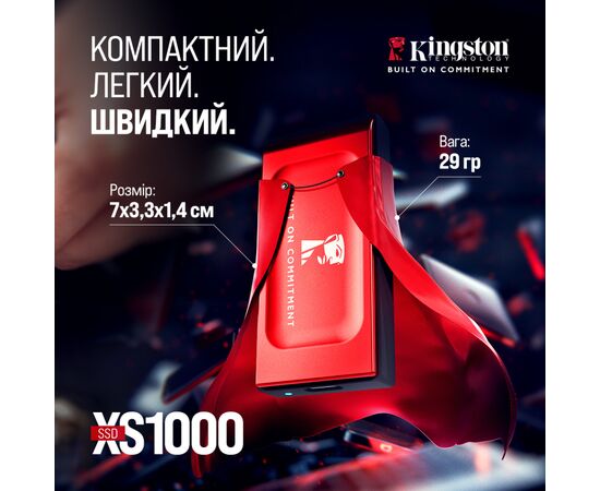 Накопитель SSD USB Type-C 1TB XS1000 Kingston (SXS1000R/1000GA), изображение 5 Накопитель SSD USB Type-C 1TB XS1000 Kingston (SXS1000R/1000GA), изображение 5