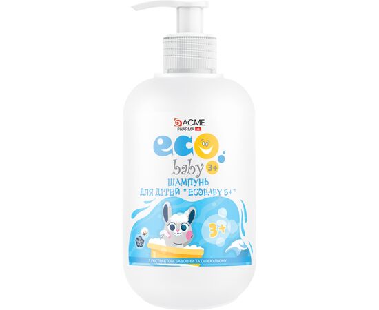 Детский шампунь EcoBaby 3+ з екстрактом бавовни й олією льону 500 мл (4820000308687)
