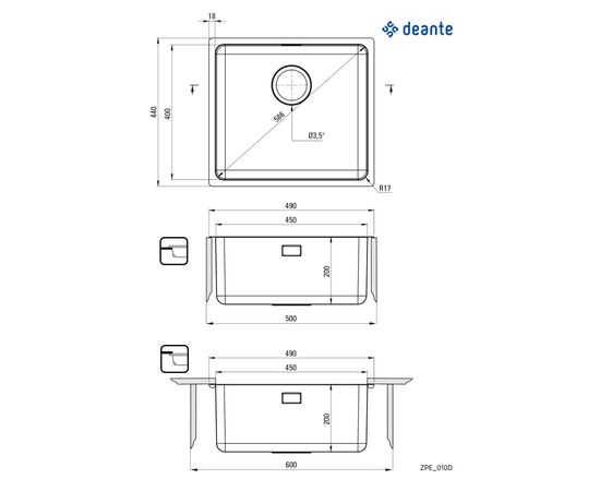 Мийка кухонна Deante Egeria (ZPE_010D), зображення 4