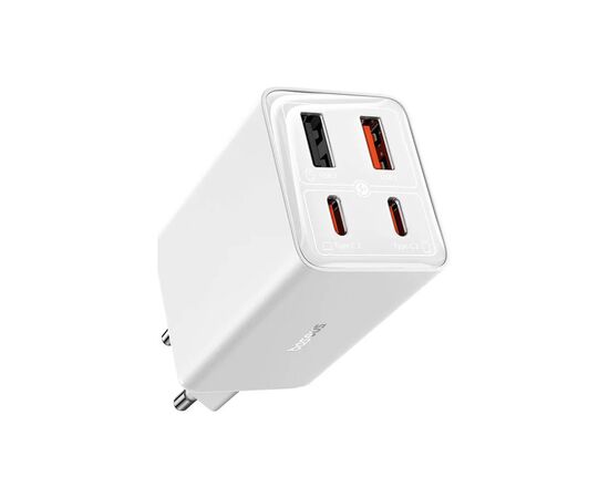 Зарядное устройство Baseus GaN6 Pro Fast Charger 2C+2U 65W + Cable 1.0m Type-C 100W white (P10162701213-00), изображение 3 Зарядное устройство Baseus GaN6 Pro Fast Charger 2C+2U 65W + Cable 1.0m Type-C 100W white (P10162701213-00), изображение 3