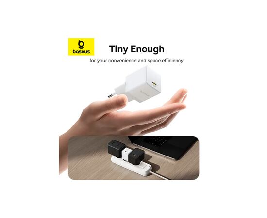 Зарядное устройство Baseus Palm Fast Charger 1C 20W + Cable 1.0m Type-C 60W white (P10111602213-01), изображение 10 Зарядное устройство Baseus Palm Fast Charger 1C 20W + Cable 1.0m Type-C 60W white (P10111602213-01), изображение 10