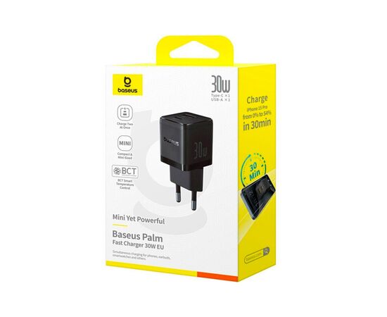 Зарядний пристрій Baseus Palm Fast Charger C+U 30W cluster black (P1011160A113-00), зображення 6 Зарядний пристрій Baseus Palm Fast Charger C+U 30W cluster black (P1011160A113-00), зображення 6