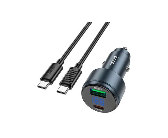 Зарядное устройство HOCO HOCO Z57B Glorious 63W dual-port display USB-C PD45W + USB QC3.0 + cable USB-C Metal Gray (6942007633185)