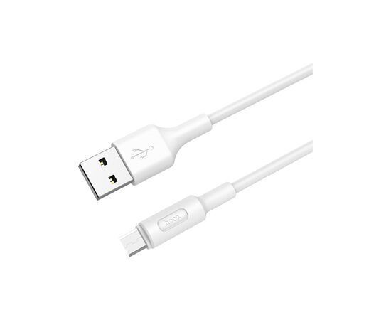 Дата кабель USB 2.0 AM to Micro 5P 1.0m 2A PVC X25 white HOCO (6957531080138), изображение 2 Дата кабель USB 2.0 AM to Micro 5P 1.0m 2A PVC X25 white HOCO (6957531080138), изображение 2