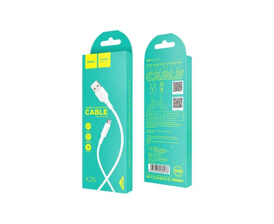 Дата кабель USB 2.0 AM to Micro 5P 1.0m 2A PVC X25 white HOCO (6957531080138), изображение 4 Дата кабель USB 2.0 AM to Micro 5P 1.0m 2A PVC X25 white HOCO (6957531080138), изображение 4