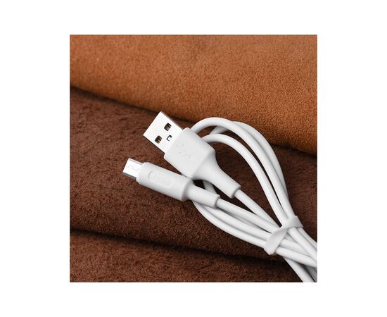 Дата кабель USB 2.0 AM to Micro 5P 1.0m 2A PVC X25 white HOCO (6957531080138), изображение 5 Дата кабель USB 2.0 AM to Micro 5P 1.0m 2A PVC X25 white HOCO (6957531080138), изображение 5