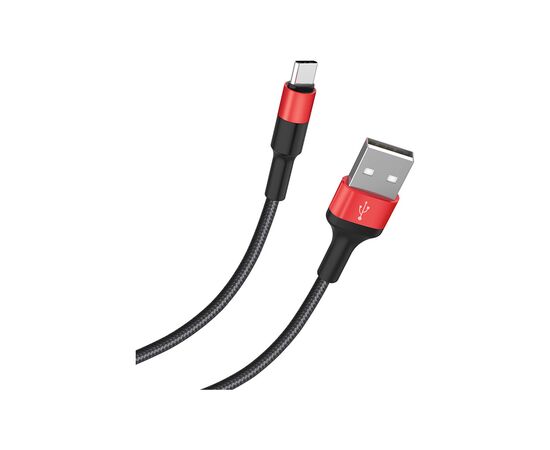 Дата кабель USB 2.0 AM to USB-C 1.0m 2A 18W nylon X26 black+red HOCO (6957531080251), изображение 2 Дата кабель USB 2.0 AM to USB-C 1.0m 2A 18W nylon X26 black+red HOCO (6957531080251), изображение 2
