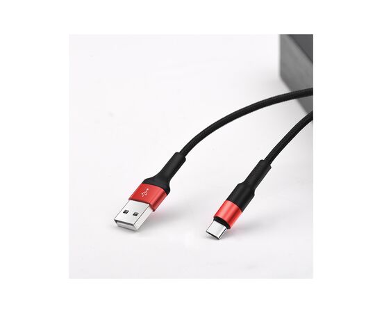 Дата кабель USB 2.0 AM to USB-C 1.0m 2A 18W nylon X26 black+red HOCO (6957531080251), изображение 4 Дата кабель USB 2.0 AM to USB-C 1.0m 2A 18W nylon X26 black+red HOCO (6957531080251), изображение 4