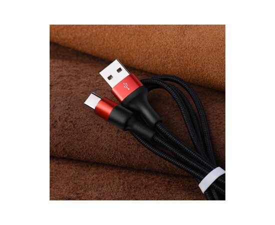 Дата кабель USB 2.0 AM to USB-C 1.0m 2A 18W nylon X26 black+red HOCO (6957531080251), изображение 5 Дата кабель USB 2.0 AM to USB-C 1.0m 2A 18W nylon X26 black+red HOCO (6957531080251), изображение 5