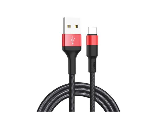 Дата кабель USB 2.0 AM to USB-C 1.0m 2A 18W nylon X26 black+red HOCO (6957531080251)
