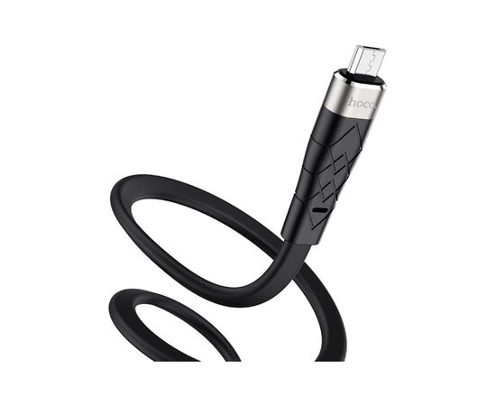 Дата кабель USB 2.0 AM to Micro 5P 1.0m 2.4A silicone X53 black HOCO (6931474738073), изображение 3 Дата кабель USB 2.0 AM to Micro 5P 1.0m 2.4A silicone X53 black HOCO (6931474738073), изображение 3