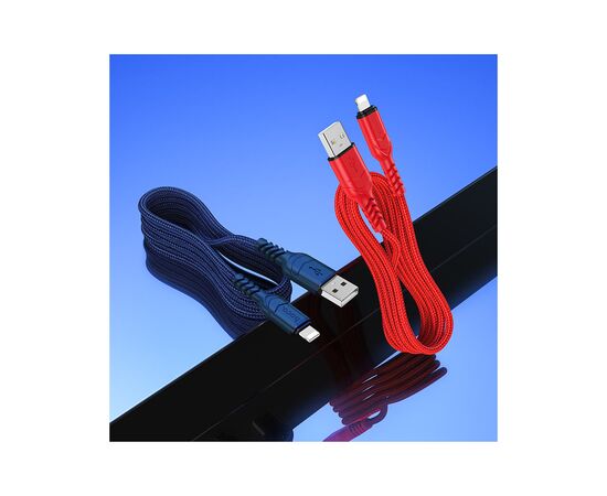 Дата кабель USB 2.0 AM to Lightning 1.0m 2.4A nylon X59 red HOCO (6931474744876), изображение 4 Дата кабель USB 2.0 AM to Lightning 1.0m 2.4A nylon X59 red HOCO (6931474744876), изображение 4