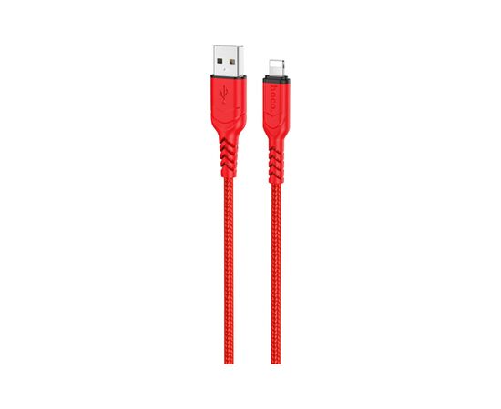 Дата кабель USB 2.0 AM to Lightning 1.0m 2.4A nylon X59 red HOCO (6931474744876)