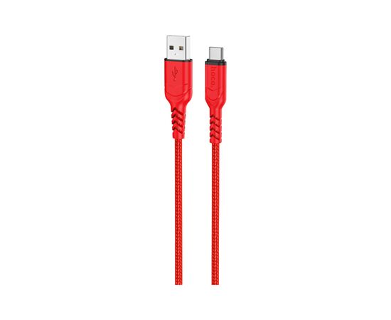 Дата кабель USB 2.0 AM to USB-C 1.0m 3A nylon X59 red HOCO (6931474744937)