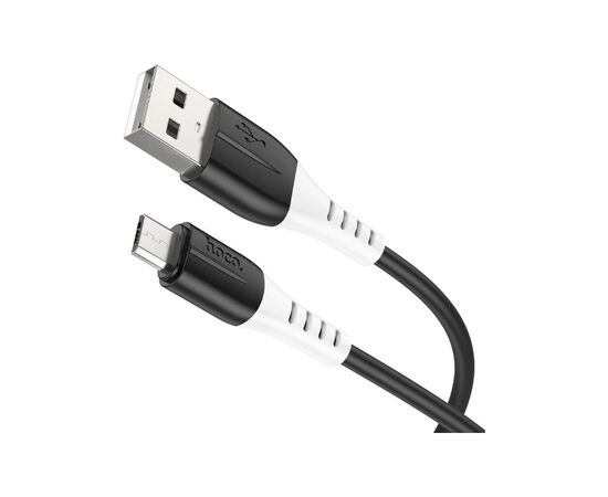 Дата кабель USB 2.0 AM to Micro 5P 1.0m 2.4A silicone X82 black HOCO (6931474768551), изображение 2 Дата кабель USB 2.0 AM to Micro 5P 1.0m 2.4A silicone X82 black HOCO (6931474768551), изображение 2