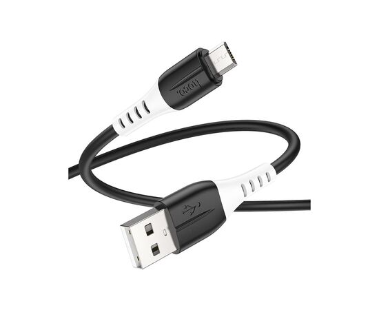 Дата кабель USB 2.0 AM to Micro 5P 1.0m 2.4A silicone X82 black HOCO (6931474768551), изображение 3 Дата кабель USB 2.0 AM to Micro 5P 1.0m 2.4A silicone X82 black HOCO (6931474768551), изображение 3