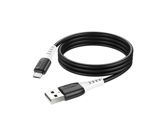 Дата кабель USB 2.0 AM to Micro 5P 1.0m 2.4A silicone X82 black HOCO (6931474768551), изображение 4 Дата кабель USB 2.0 AM to Micro 5P 1.0m 2.4A silicone X82 black HOCO (6931474768551), изображение 4