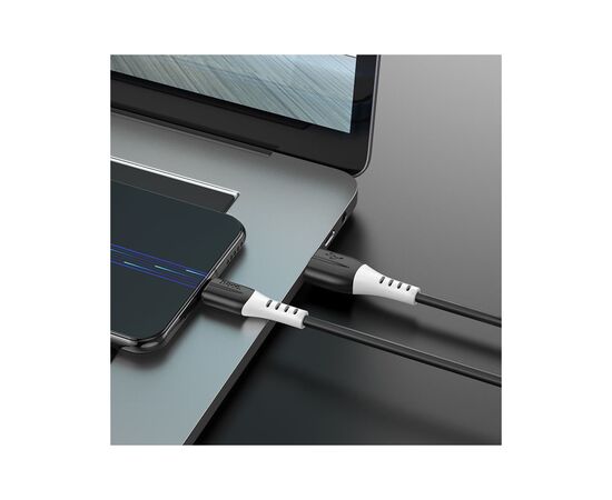 Дата кабель USB 2.0 AM to Micro 5P 1.0m 2.4A silicone X82 black HOCO (6931474768551), изображение 6 Дата кабель USB 2.0 AM to Micro 5P 1.0m 2.4A silicone X82 black HOCO (6931474768551), изображение 6