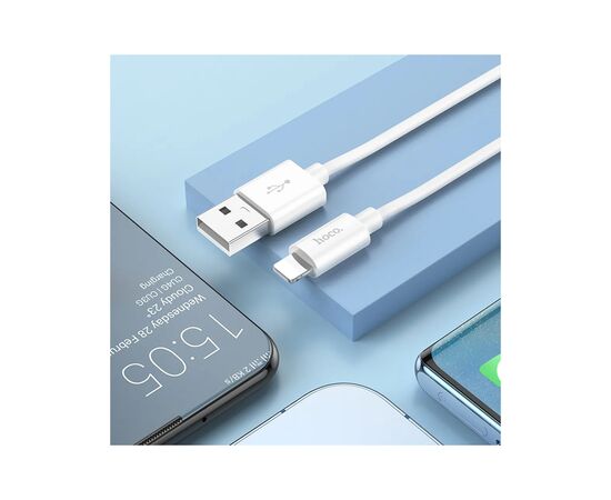 Дата кабель USB 2.0 AM to Lightning 1.0m Magic silicone X87 white HOCO (6931474783202), изображение 4 Дата кабель USB 2.0 AM to Lightning 1.0m Magic silicone X87 white HOCO (6931474783202), изображение 4