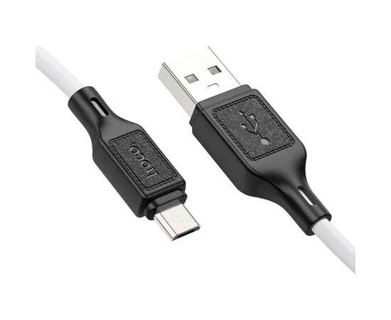 Дата кабель USB 2.0 AM to Micro 5P 1.0m Cool silicone X90 white HOCO (6931474788436), изображение 3 Дата кабель USB 2.0 AM to Micro 5P 1.0m Cool silicone X90 white HOCO (6931474788436), изображение 3