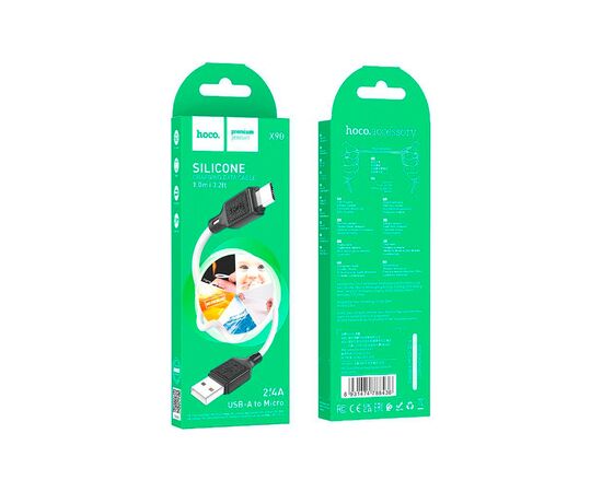 Дата кабель USB 2.0 AM to Micro 5P 1.0m Cool silicone X90 white HOCO (6931474788436), изображение 4 Дата кабель USB 2.0 AM to Micro 5P 1.0m Cool silicone X90 white HOCO (6931474788436), изображение 4