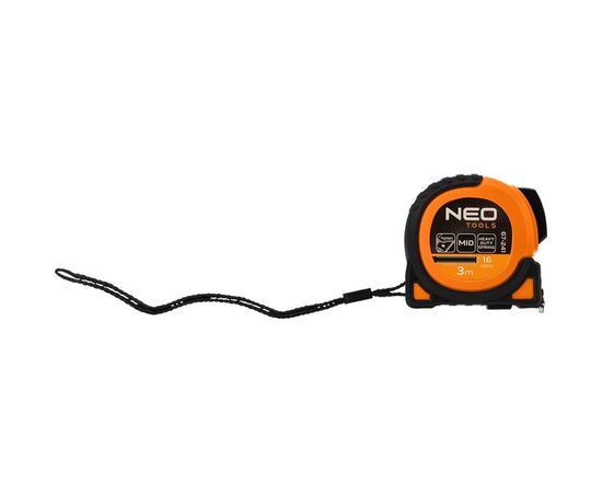 Рулетка Neo Tools Super Black, 3мx16мм, с фиксатором сматывания, магнит (67-241), изображение 6 Рулетка Neo Tools Super Black, 3мx16мм, с фиксатором сматывания, магнит (67-241), изображение 6