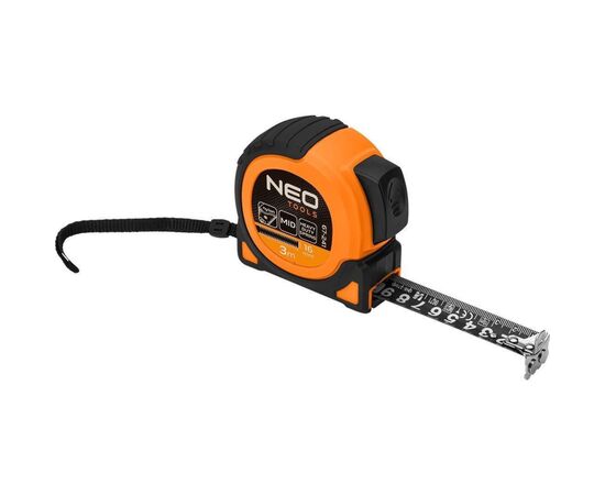 Рулетка Neo Tools Super Black, 3мx16мм, с фиксатором сматывания, магнит (67-241)