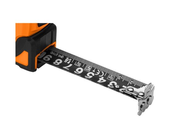 Рулетка Neo Tools Super Black, 5мx25мм, с фиксатором сматывания, магнит (67-243), изображение 7 Рулетка Neo Tools Super Black, 5мx25мм, с фиксатором сматывания, магнит (67-243), изображение 7