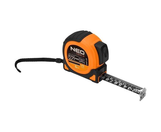 Рулетка Neo Tools Super Black, 5мx25мм, с фиксатором сматывания, магнит (67-243)