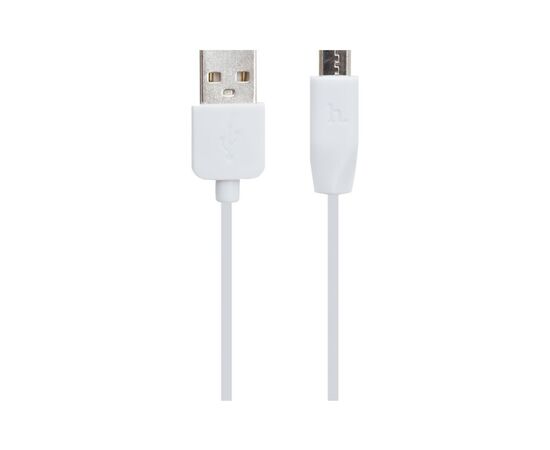 Дата кабель USB 2.0 AM to Micro 5P 1.0m 2.4A PVC X1 white HOCO (6957531032038)