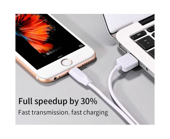 Дата кабель USB 2.0 AM to Micro 5P 2.0m 2.4A PVC X1 white HOCO (6957531042686), изображение 7 Дата кабель USB 2.0 AM to Micro 5P 2.0m 2.4A PVC X1 white HOCO (6957531042686), изображение 7