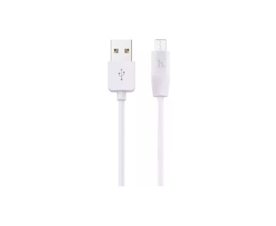Дата кабель USB 2.0 AM to Micro 5P 2.0m 2.4A PVC X1 white HOCO (6957531042686)