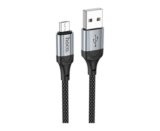 Дата кабель USB 2.0 AM to Micro 5P 1.0m 2.4A nylon X102 black HOCO (6942007608763), изображение 2 Дата кабель USB 2.0 AM to Micro 5P 1.0m 2.4A nylon X102 black HOCO (6942007608763), изображение 2