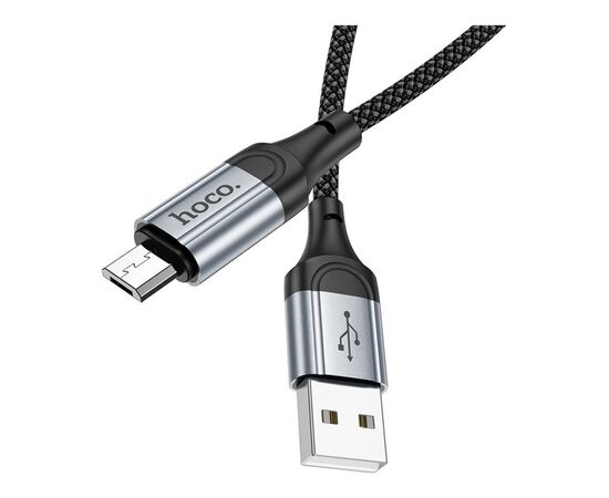 Дата кабель USB 2.0 AM to Micro 5P 1.0m 2.4A nylon X102 black HOCO (6942007608763), изображение 4 Дата кабель USB 2.0 AM to Micro 5P 1.0m 2.4A nylon X102 black HOCO (6942007608763), изображение 4