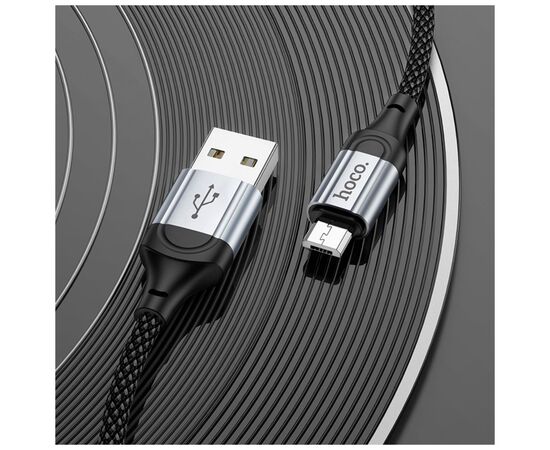 Дата кабель USB 2.0 AM to Micro 5P 1.0m 2.4A nylon X102 black HOCO (6942007608763), изображение 6 Дата кабель USB 2.0 AM to Micro 5P 1.0m 2.4A nylon X102 black HOCO (6942007608763), изображение 6