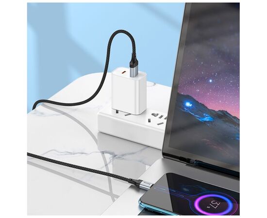 Дата кабель USB 2.0 AM to Micro 5P 1.0m 2.4A nylon X102 black HOCO (6942007608763), изображение 7 Дата кабель USB 2.0 AM to Micro 5P 1.0m 2.4A nylon X102 black HOCO (6942007608763), изображение 7