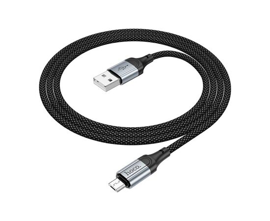 Дата кабель USB 2.0 AM to Micro 5P 1.0m 2.4A nylon X102 black HOCO (6942007608763)