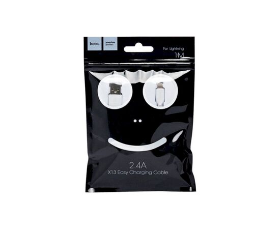 Дата кабель USB 2.0 AM to Lightning 1.0m 2.4A PVC X13 white HOCO (6957531061151), изображение 3