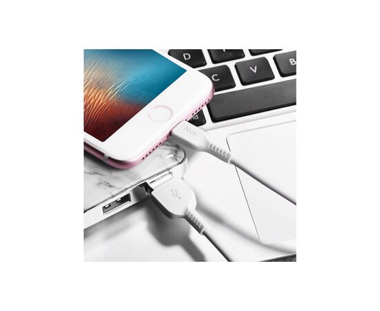 Дата кабель USB 2.0 AM to Lightning 1.0m 2.4A PVC X13 white HOCO (6957531061151), изображение 4